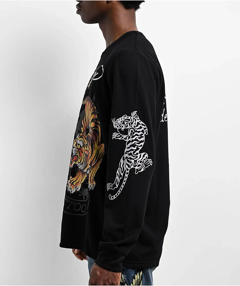 Ed Hardy Tigers Black Thermal Long Sleeve T-Shirt | Liberty Center