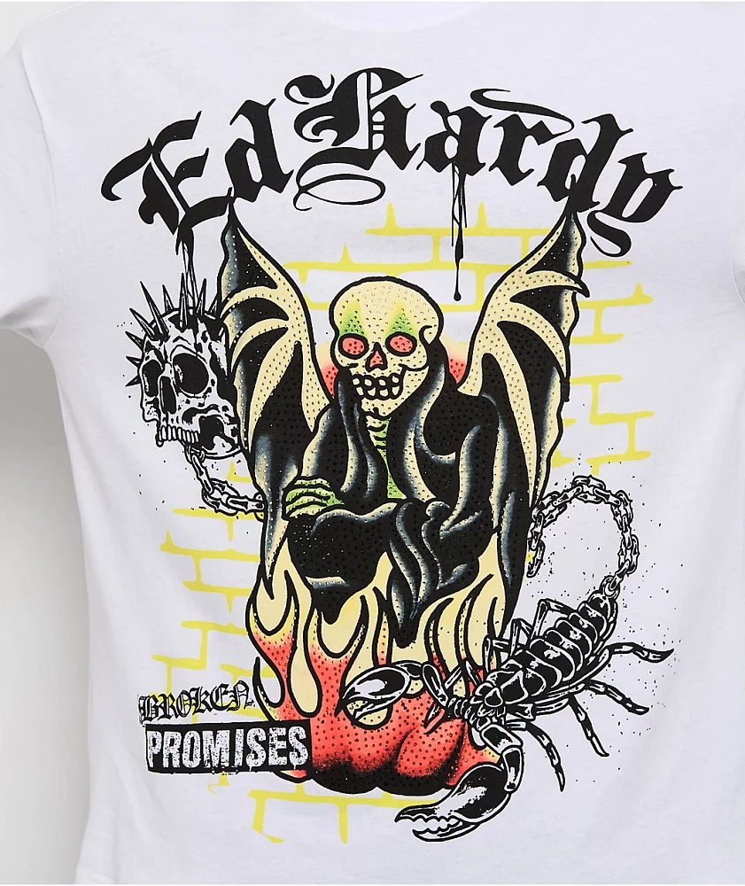 Ed Hardy x Broken Promises Miss Me Later White T-Shirt | Mission