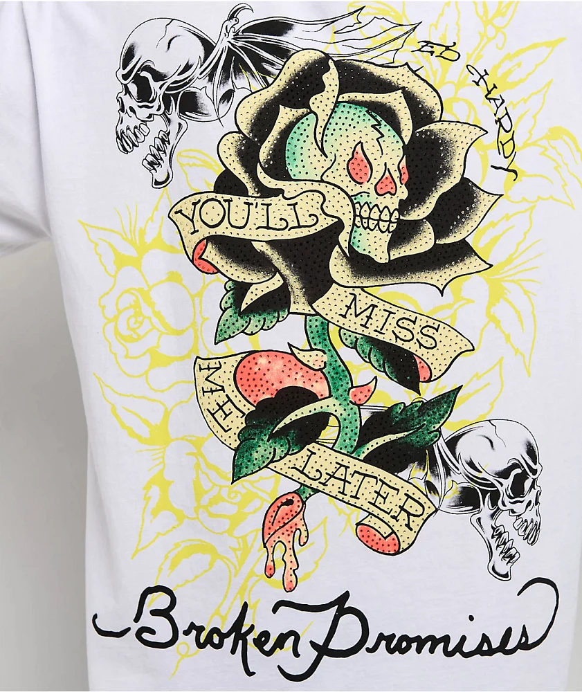 Ed Hardy x Broken Promises Miss Me Later White T-Shirt | Mission