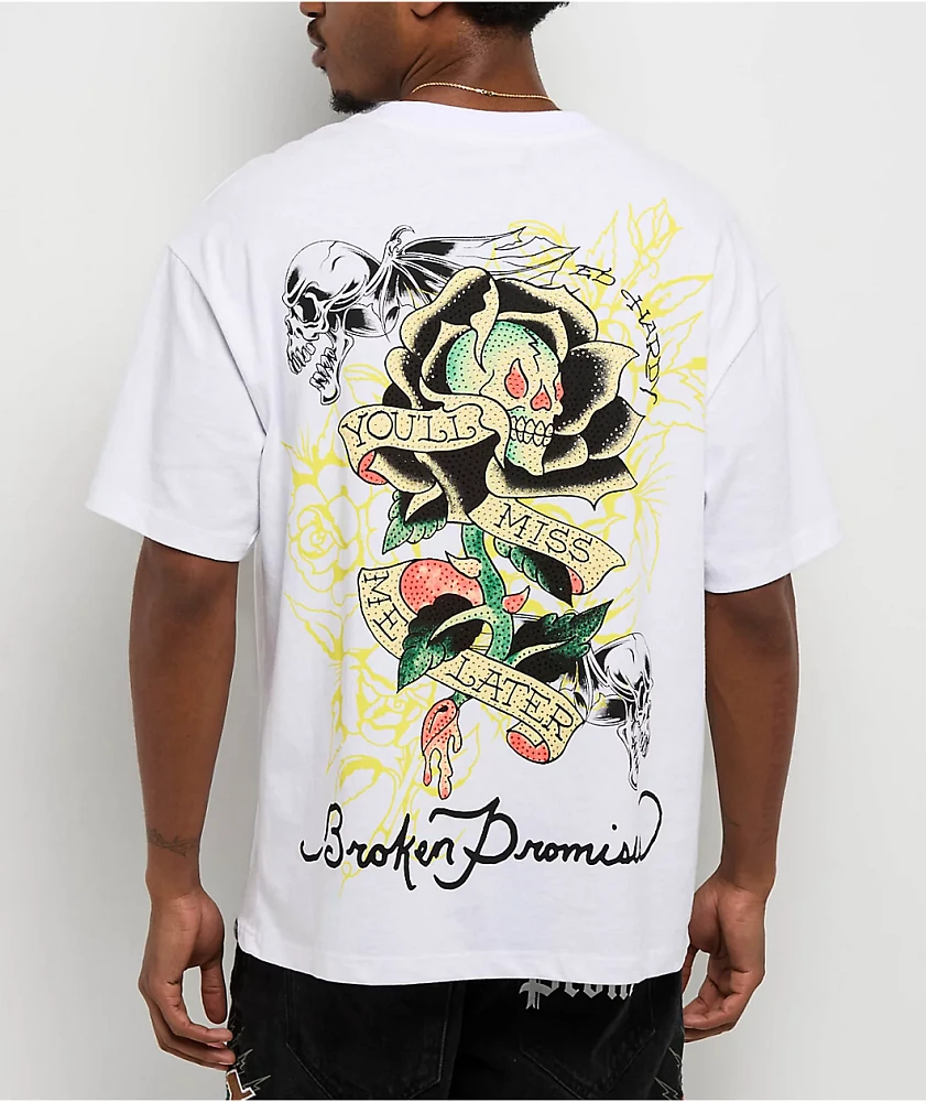 Ed Hardy x Broken Promises Miss Me Later White T-Shirt | Liberty