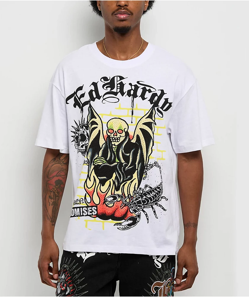Ed Hardy x Broken Promises Miss Me Later White T-Shirt at Hamilton