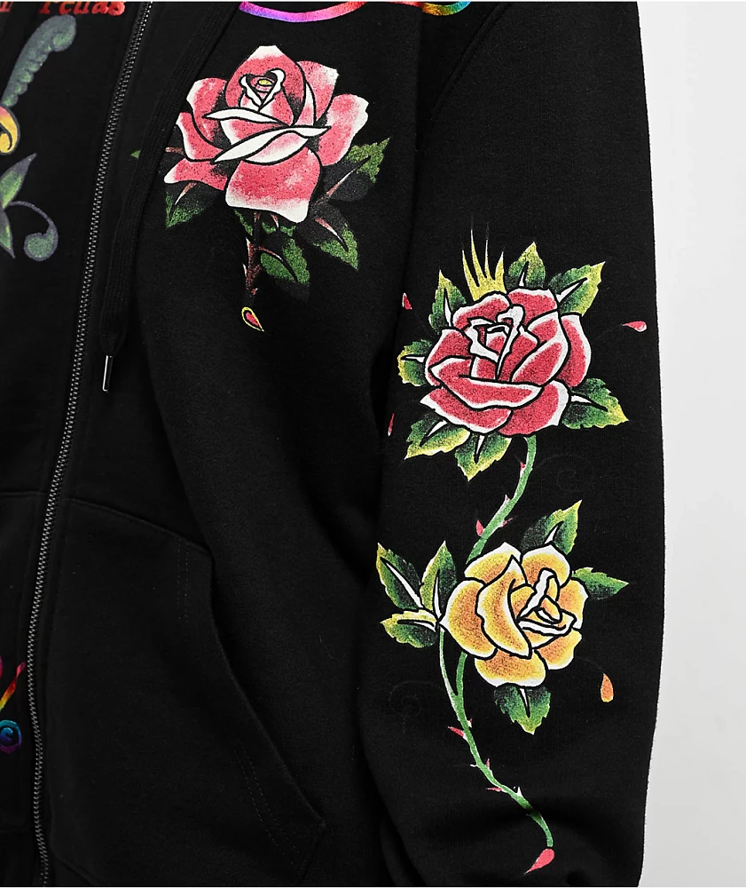 Ed Hardy x Kim Petras Dagger Girl Black Zip Hoodie | Liberty Center