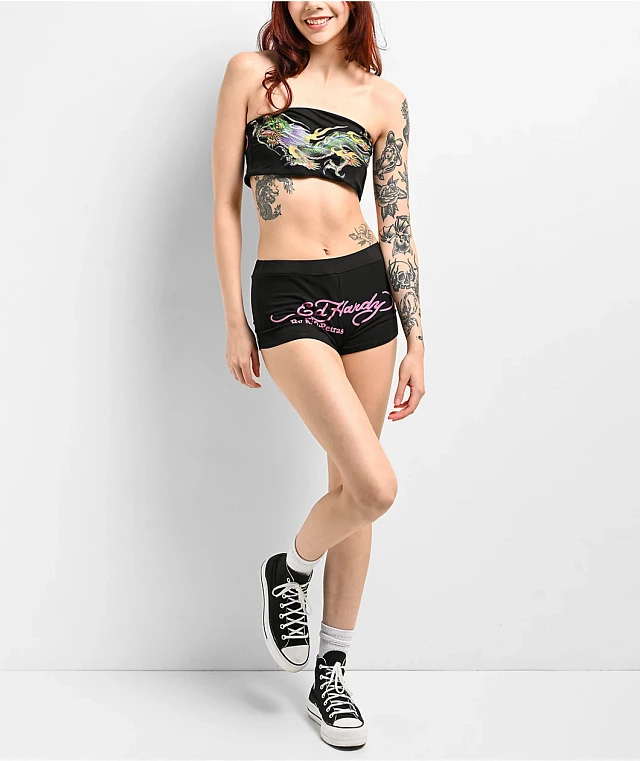 Ed Hardy x Kim Petras Dragon Black Crop Tube Top at Mall of