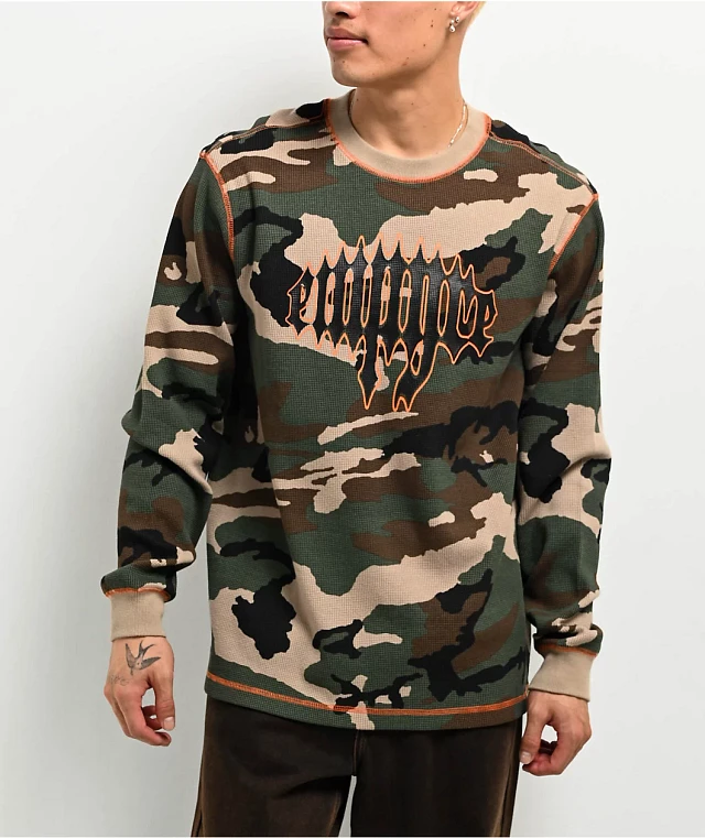 Hollister Long-Sleeve Camo Thermal Crew T-Shirt | Dulles Town Center