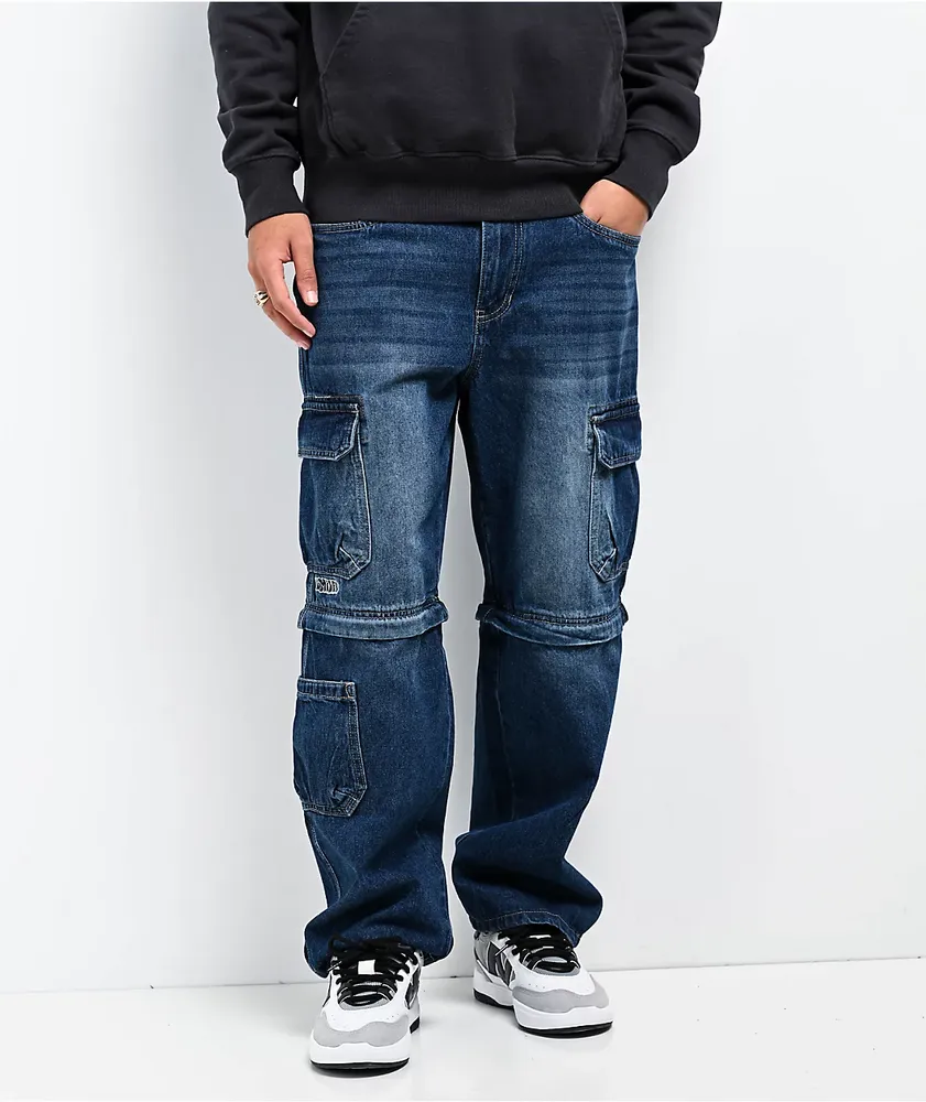 Empyre Blue Zip Off Cargo Denim Skate Jeans | Arden Fair