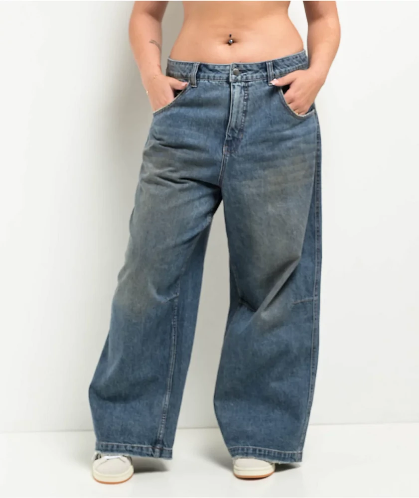 【SCENERITY】Embo Denim Wide Jeans Classic Symbol embo Wide Denim [BLUE] - roccirocci | 60