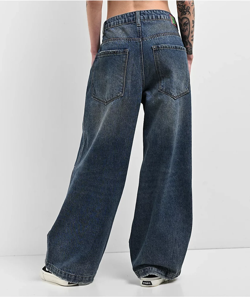 【SCENERITY】Embo Denim Wide Jeans Classic Symbol embo Wide Denim [BLUE] - roccirocci | 60