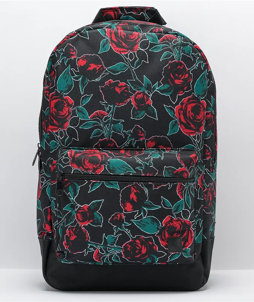 Black backpack with roses new arrivals