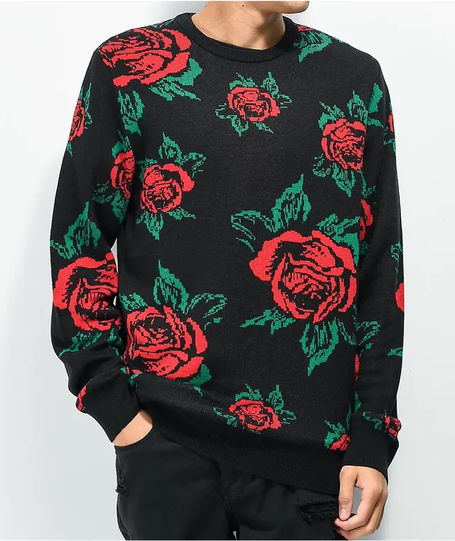 Black sweatshirt with red roses shop
