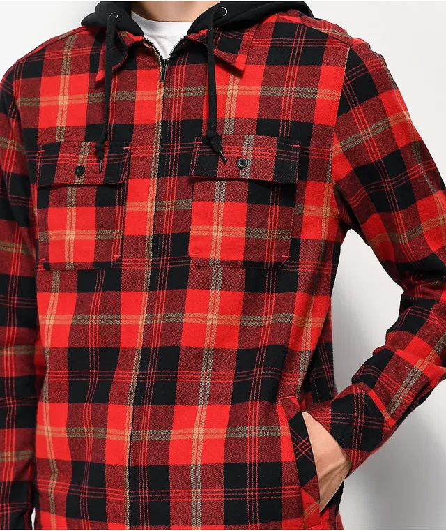 Red flannel shirt with hood sales