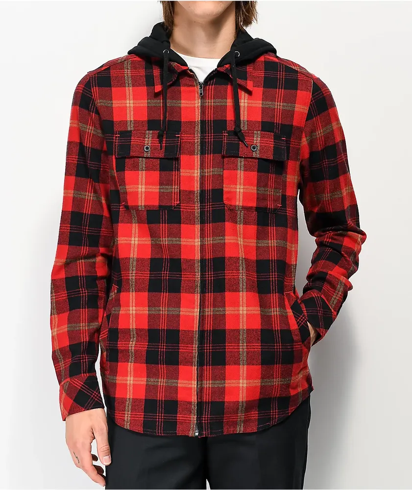 Empyre Chancer Red Hooded Flannel Shirt | Pueblo Mall