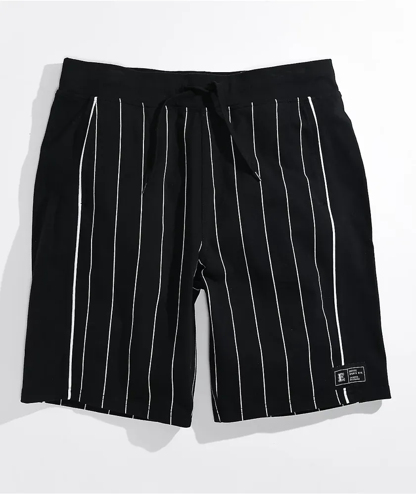Black pinstripe shorts deals