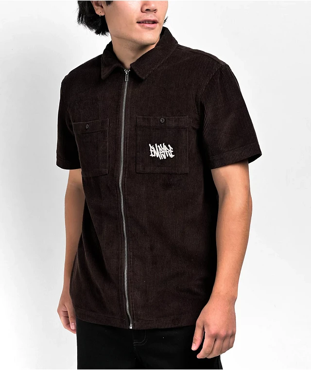 Empyre Circa Corduroy Zip Short Sleeve Shirt | MainPlace Mall