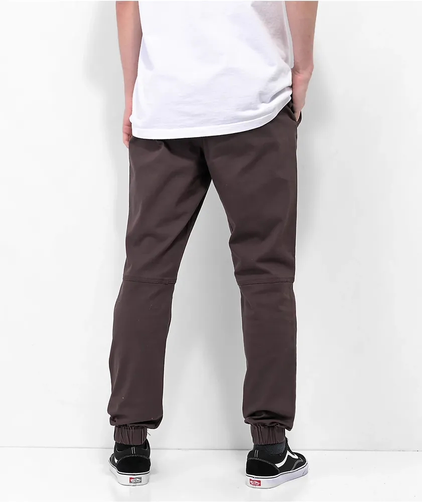 Empyre Creager Stretch Elastic Waist Brown Jogger Pants
