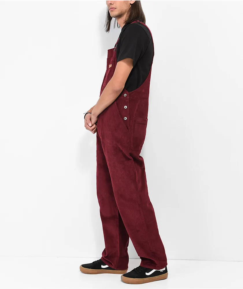 Maroon corduroy overalls store