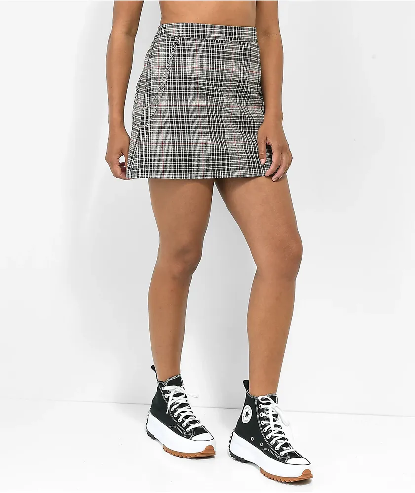 Checkered skirt with chain online
