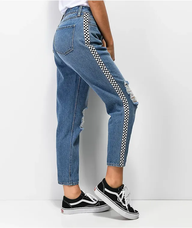 Checkered stripe top jeans
