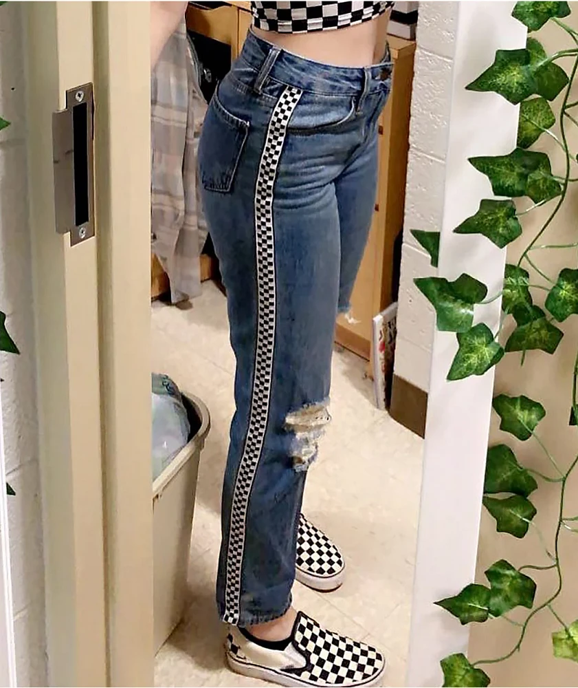 Checkerboard outlet stripe pants