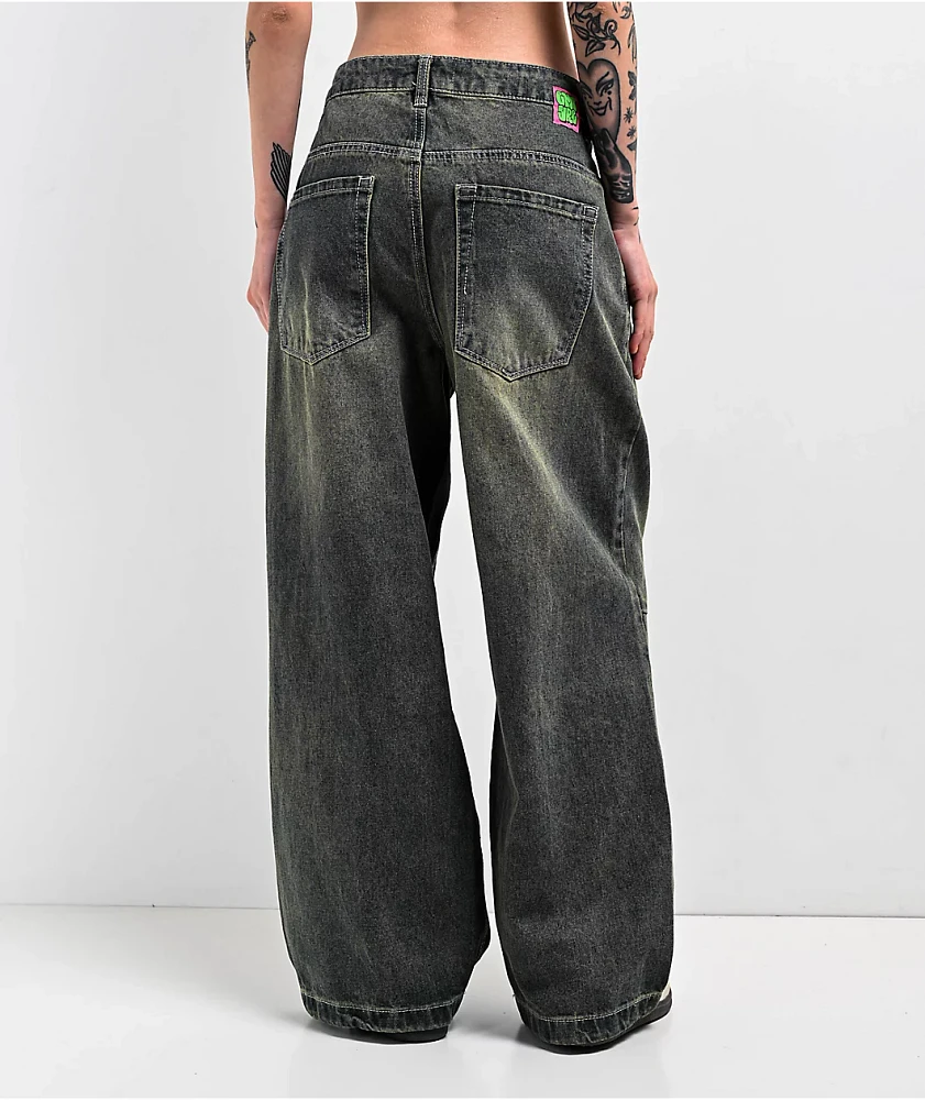Empyre Extent Petrol Wash Low Rise Wide Leg Jeans | Shop Midtown