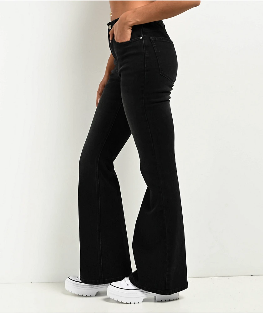 Empyre Glimmer Ozzy Black Wash Mid Rise Flare Jeans | MainPlace Mall
