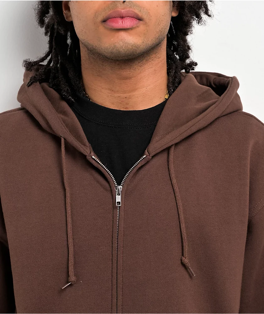 Empyre Graffiti Patch Logo Brown Zip Hoodie at Hamilton Place in