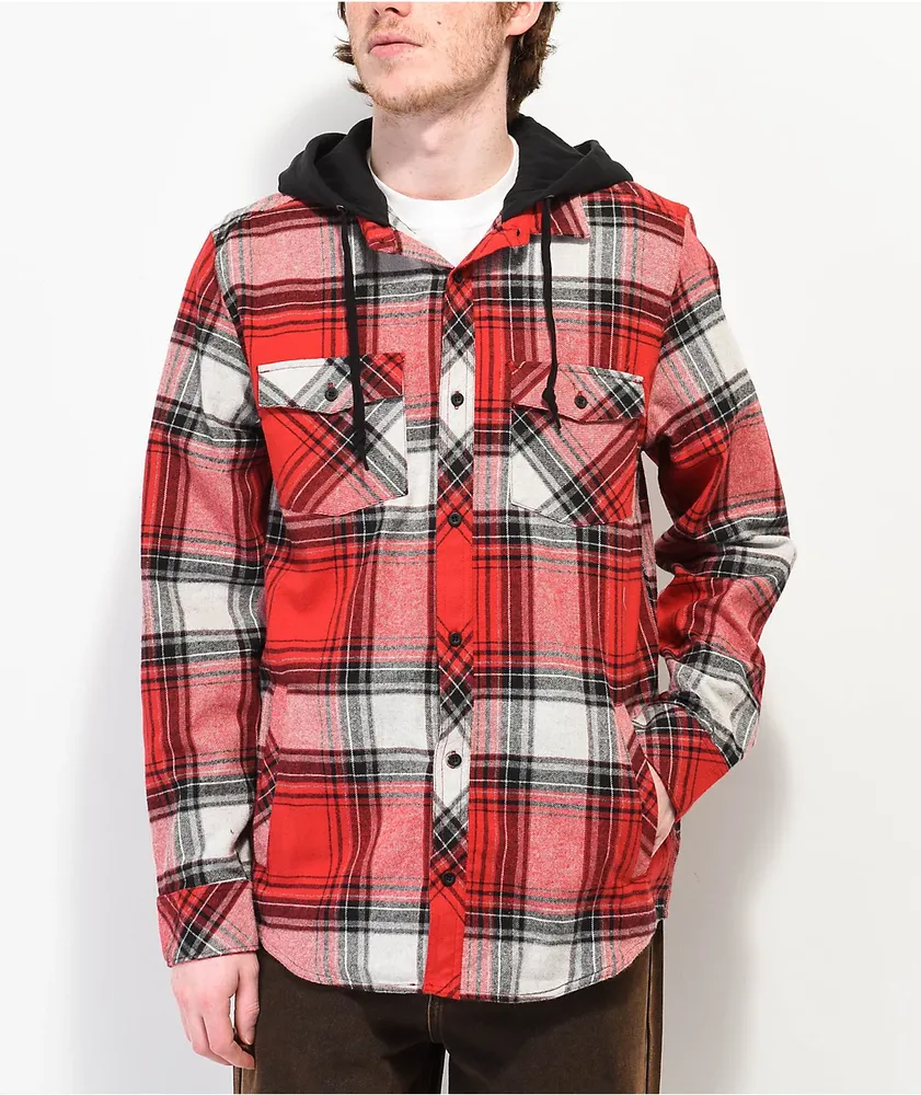 Red and black hooded flannel deals