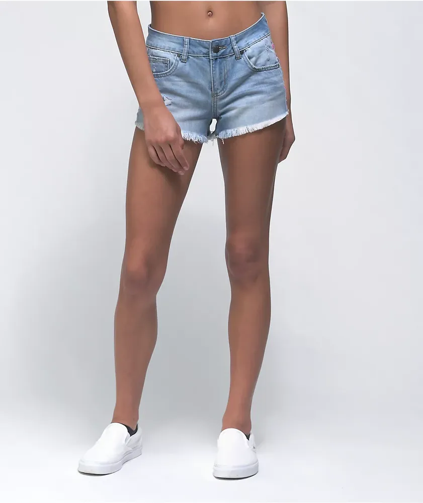 Jean shorts with stripes on side outlet