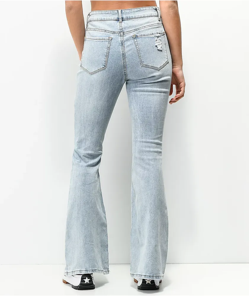 Flare outlet distressed jeans