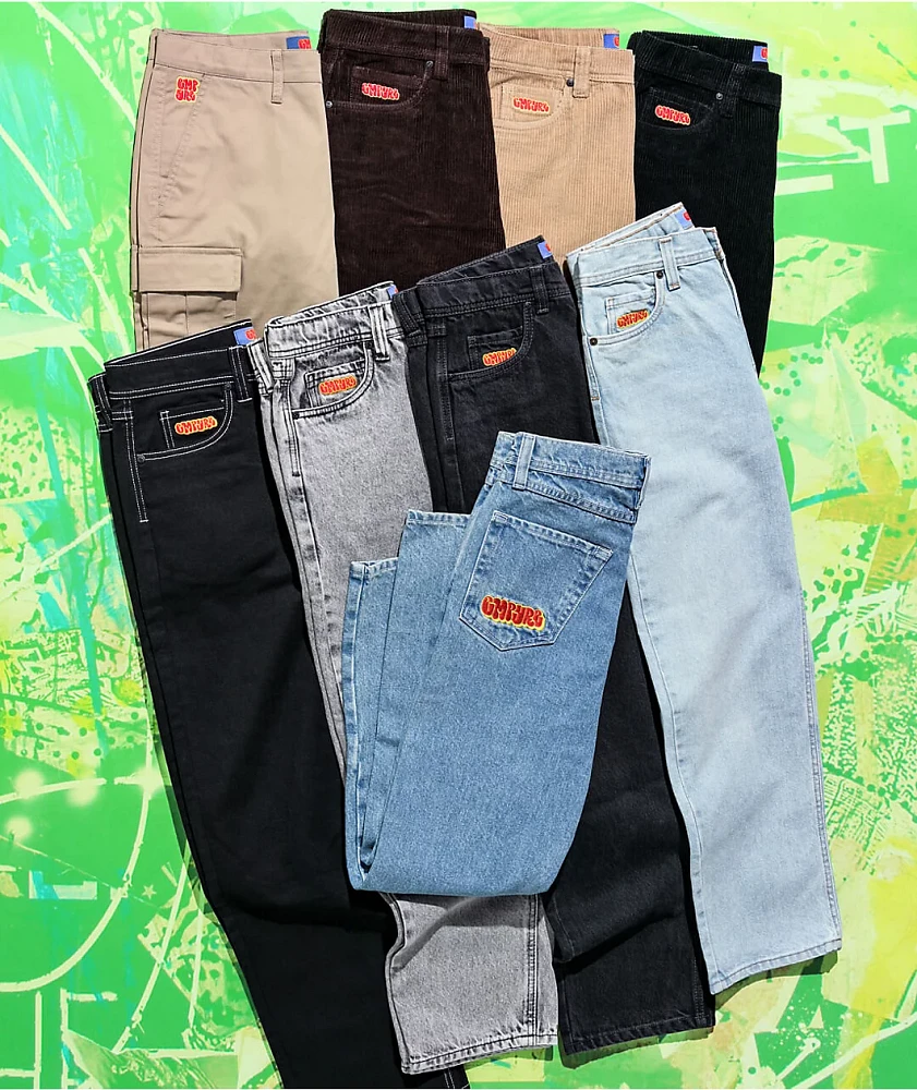 Empyre Kids Embroidered Loose Fit Black Denim Skate Jeans at