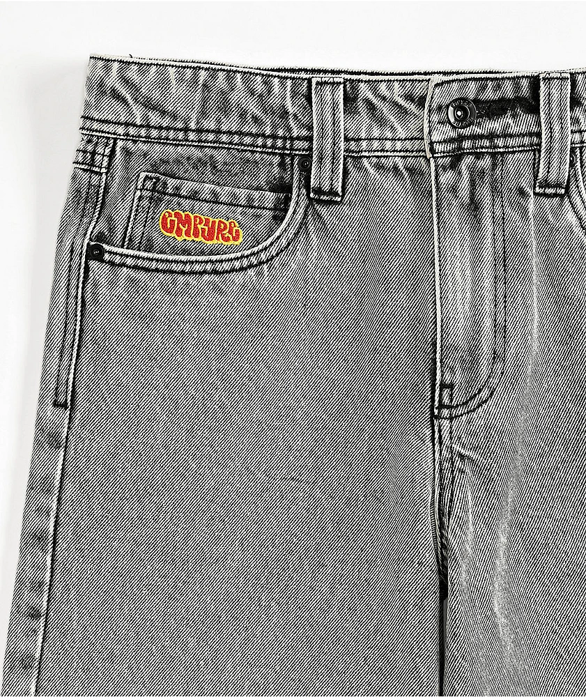 Empyre Kids Loose Fit Scramble Grey Denim Skate Shorts | Arden Fair