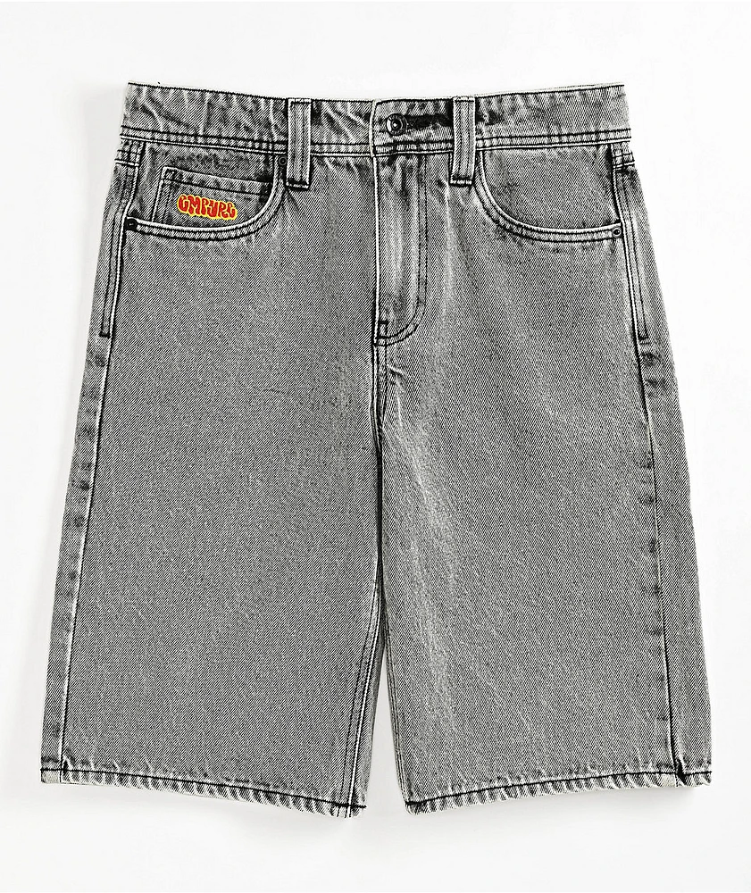 Empyre Kids Loose Fit Scramble Grey Denim Skate Shorts | Arden Fair