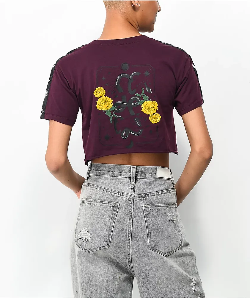 Empyre Kipsy Yellow Rose Burgundy Crop T Shirt Hamilton Place