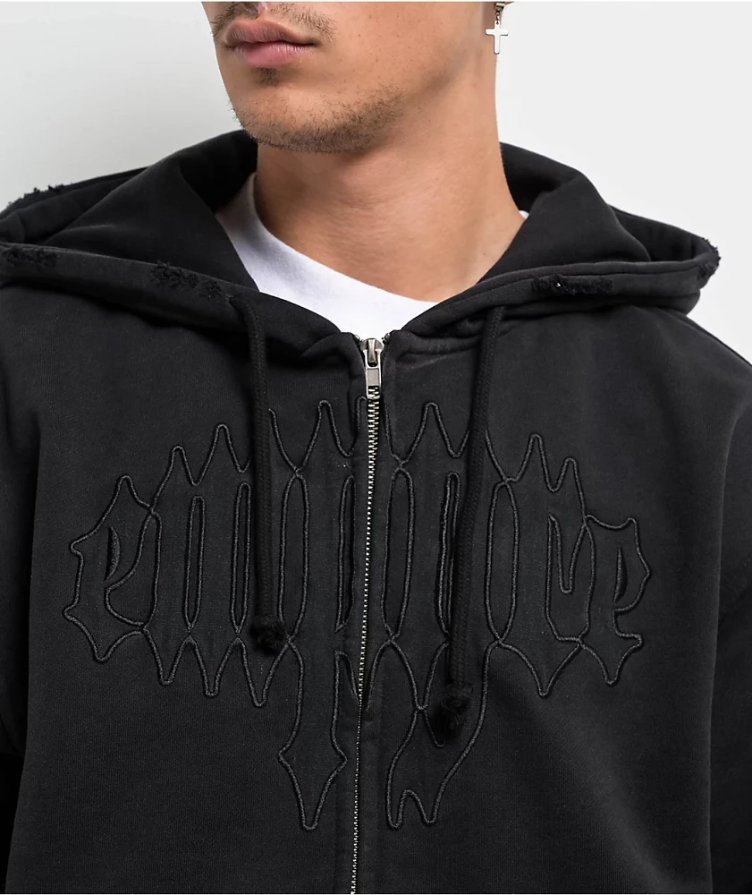 Empyre Leg Cramp Black Wash Zip Hoodie | MainPlace Mall
