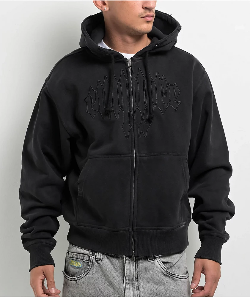 Empyre Leg Cramp Black Wash Zip Hoodie | MainPlace Mall