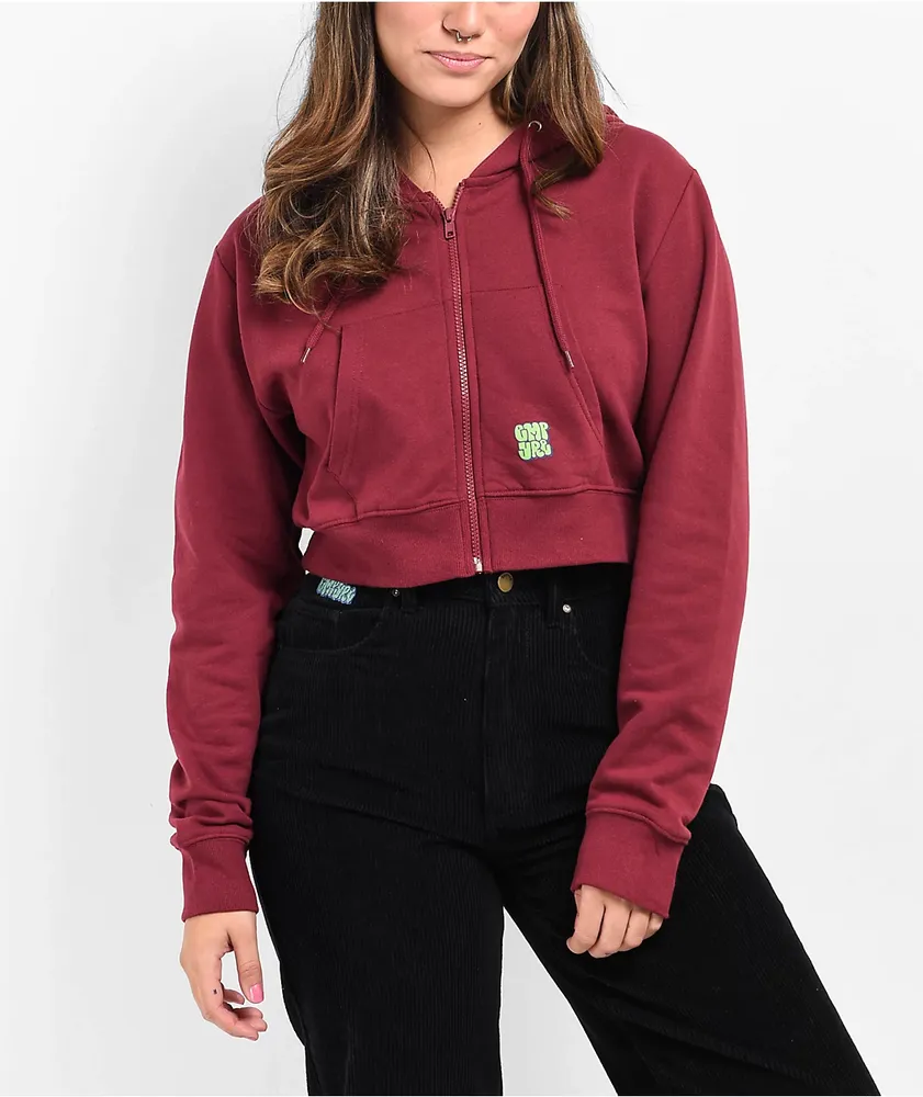 Maroon cropped hoodie new arrivals
