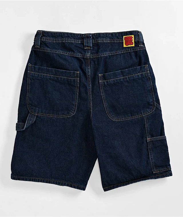 Empyre Loose Fit Double Knee Dark Blue Denim Shorts at Hamilton