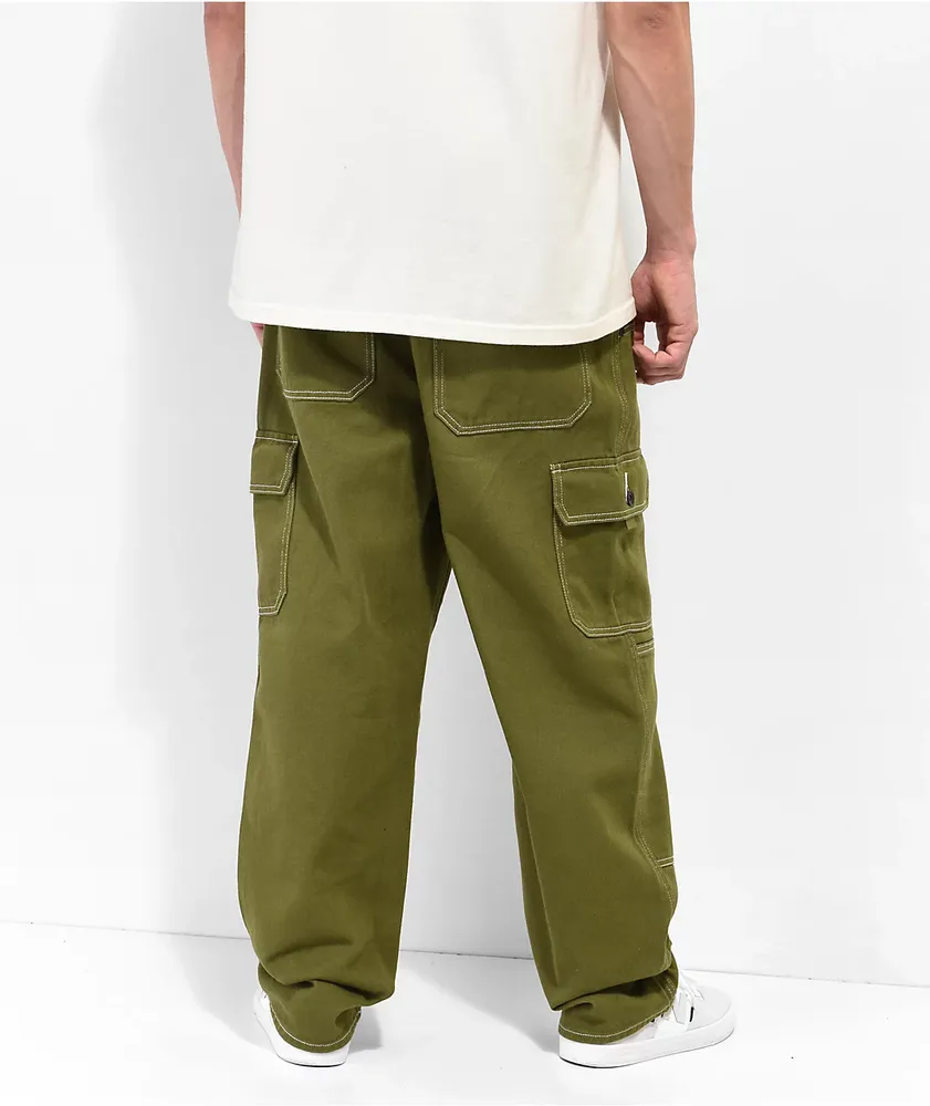 Empyre Loose Fit Double Knee Dark Green Cargo Skate Jeans Mall of