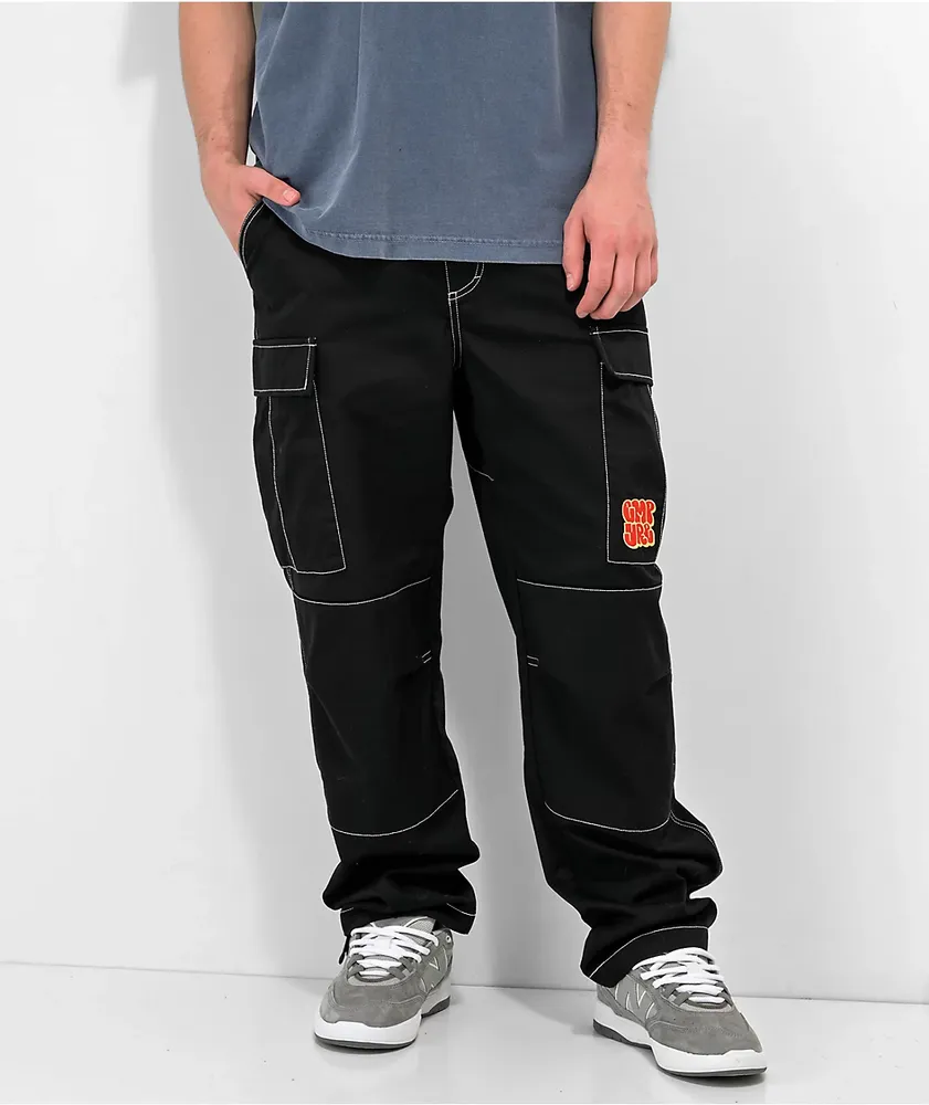 Empyre Loose Fit Embroidered Black Cargo Skate Pants | Hamilton Place