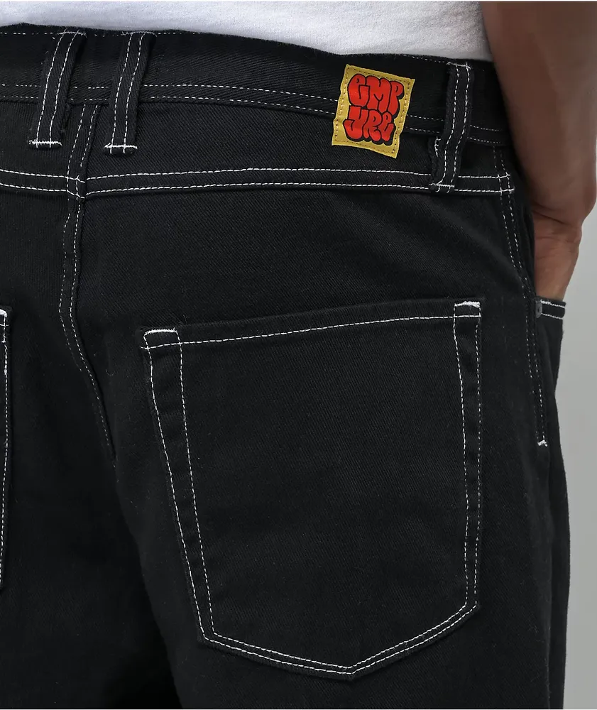 Empyre Loose Fit Embroidered Black Denim Skate Pants Coquitlam