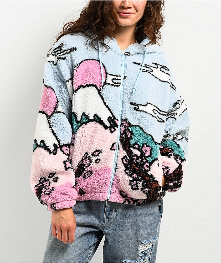 Empyre Raven Cherry Landscape Sherpa Zip Hoodie | Liberty Center