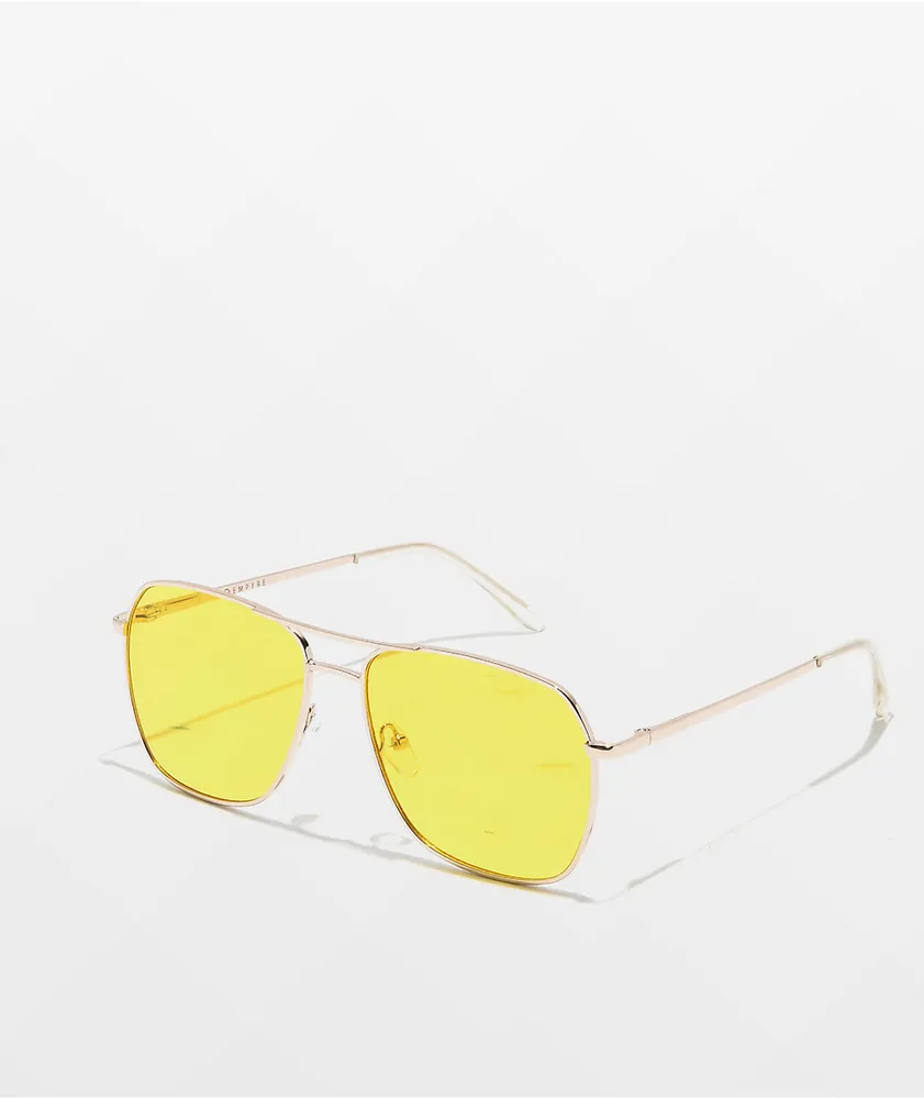 Yellow pilot sale sunglasses