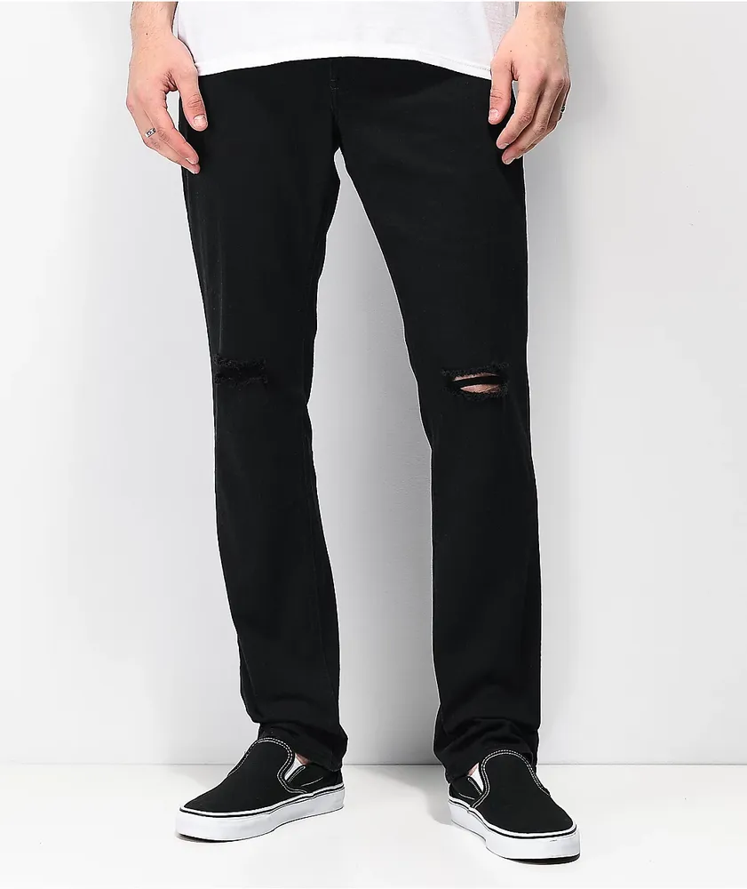 Black jeans with slits cheap