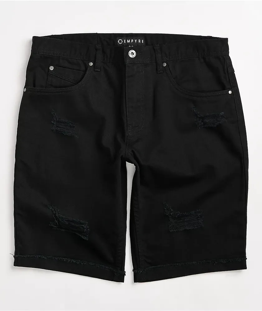 Black destroyed top shorts