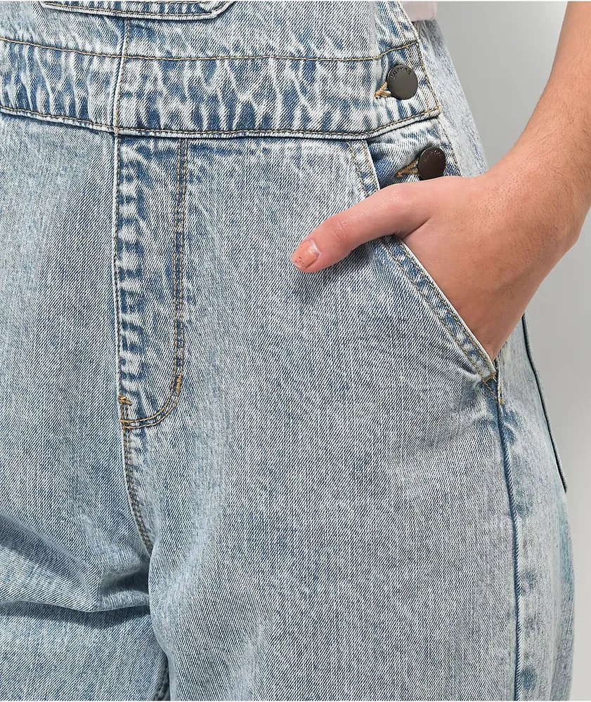Washed top denim overall