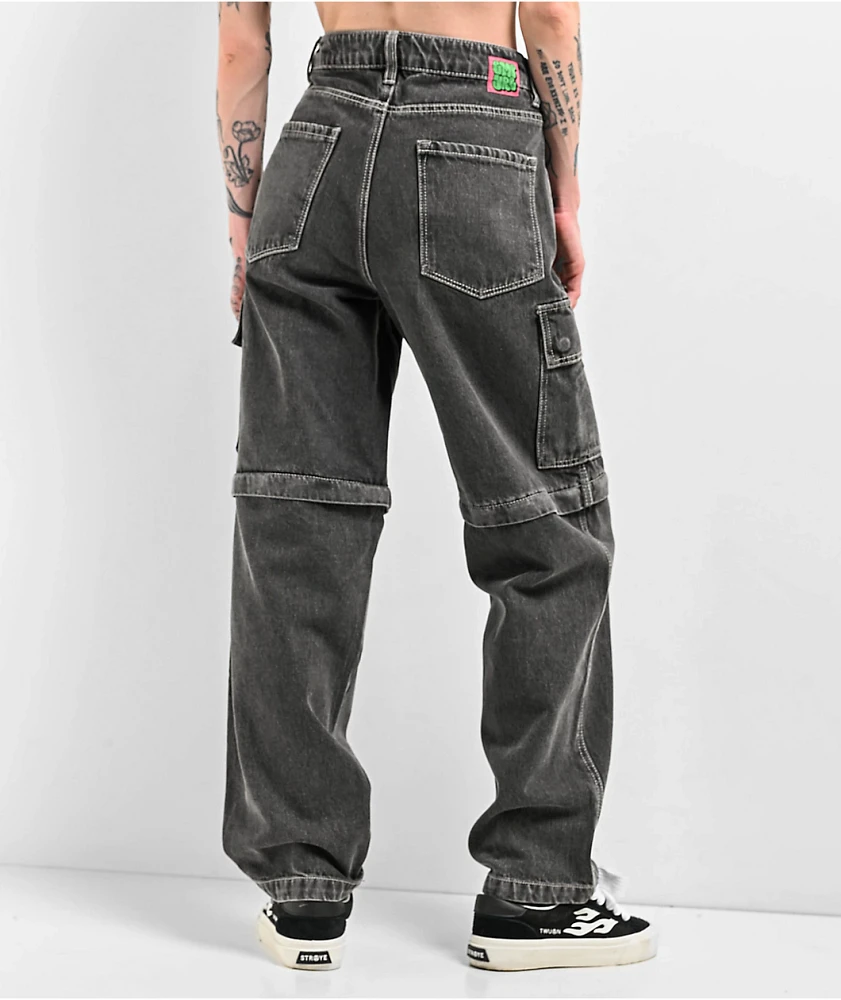 Empyre Tori Charcoal Wash Zip Off Cargo Skate Jeans | MainPlace Mall