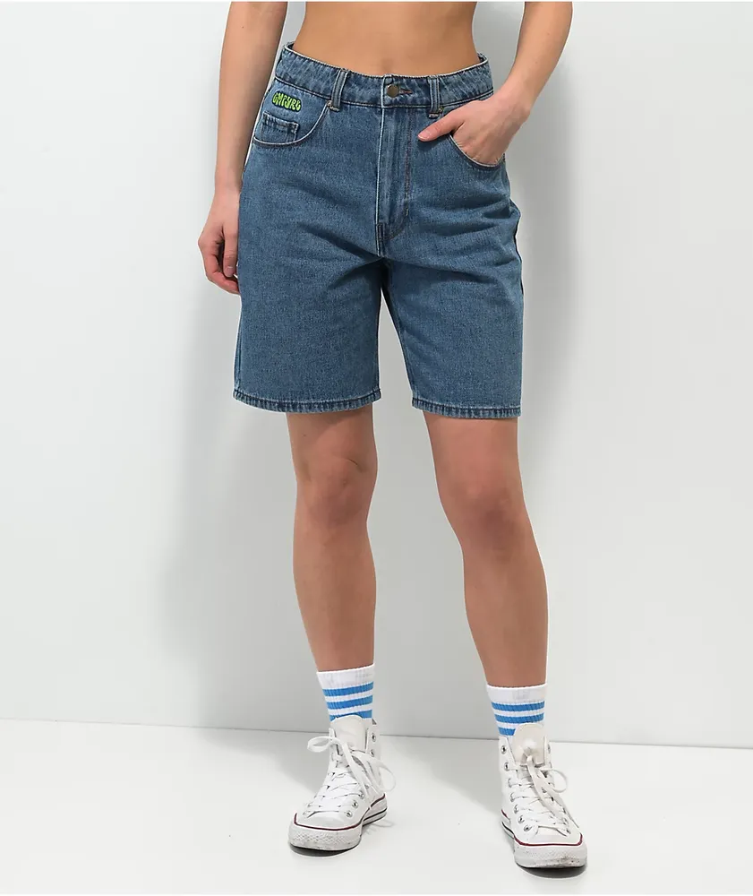 Empyre Tori Loose Fit Light Wash Denim Skate Shorts Coquitlam Centre