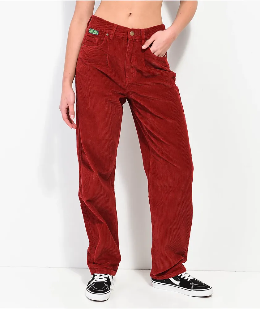 Empyre Tori Pleated Wine Corduroy Skate Pants | MainPlace Mall