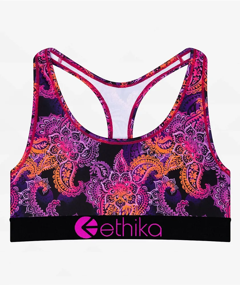 Ethika Water Paisley Purple Sports Bra The Pen Centre
