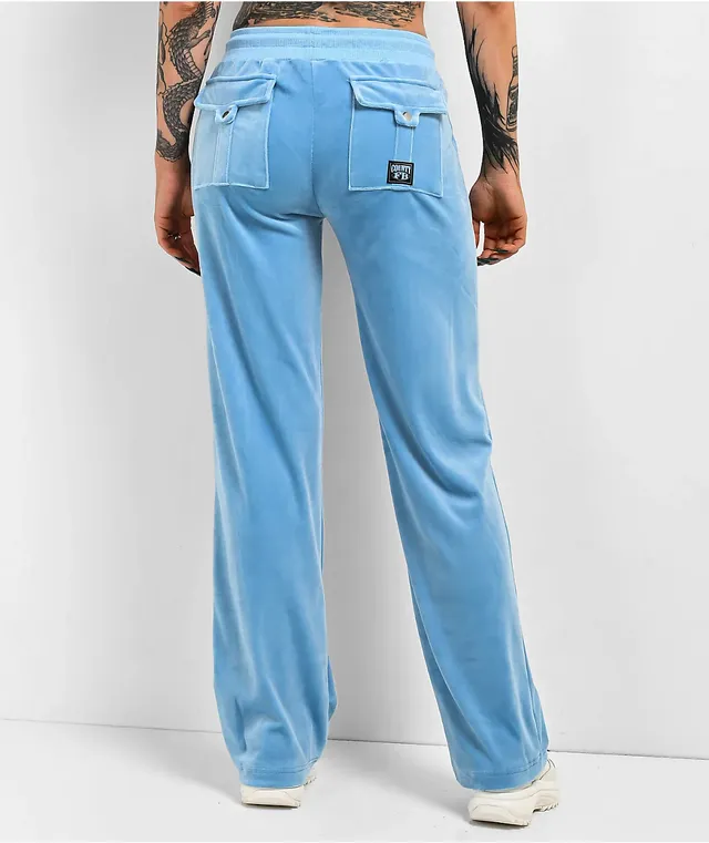 FB County Blue Velour Track Pants | Mission Valley