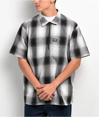 FB County Kids Checker Brown Half Zip Short Sleeve Flannel